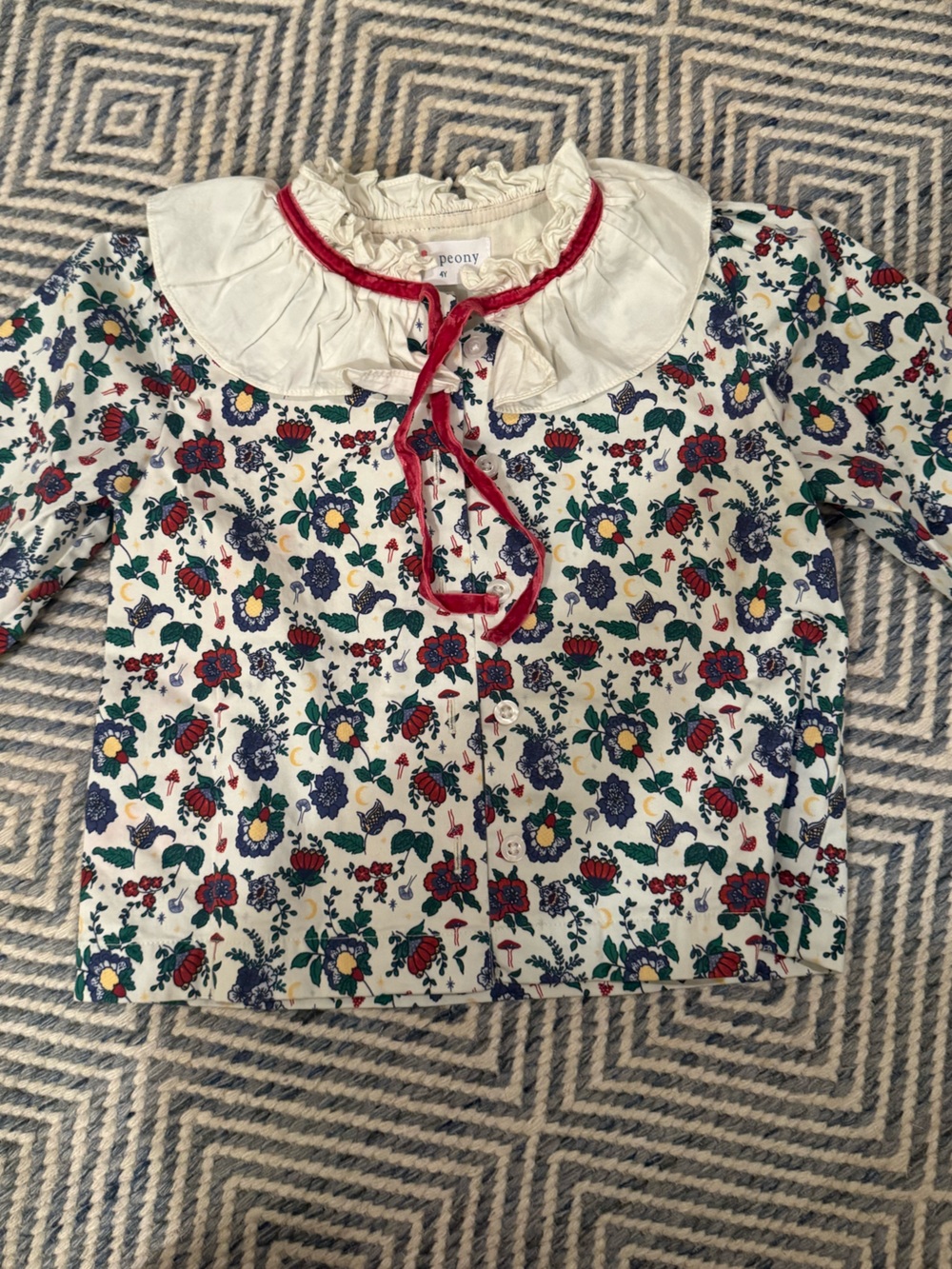 Petit Peony Ruffle Collar Girls Top
